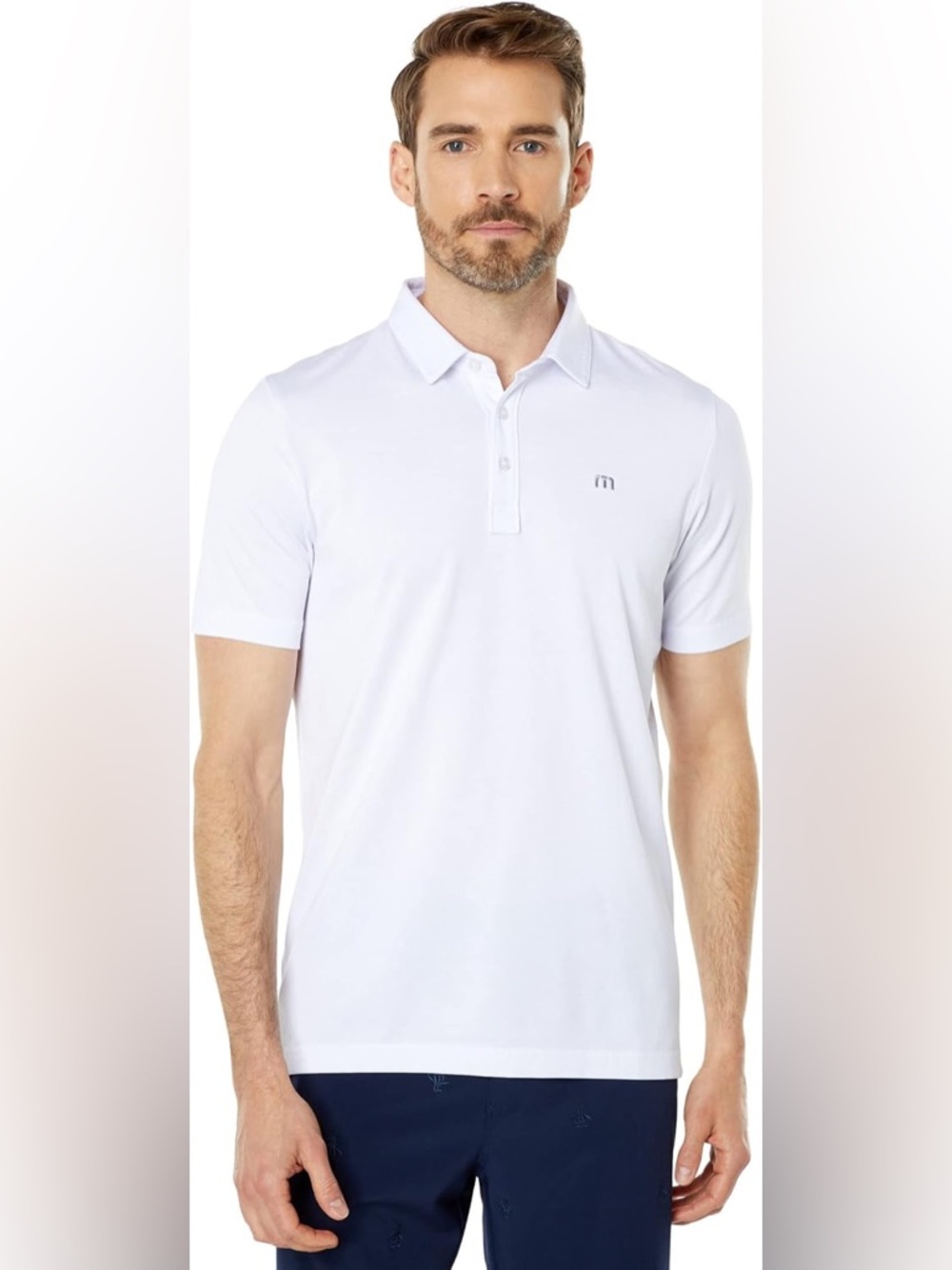 Travis Mathew Men's White Polo with Subtle Chest Logo
